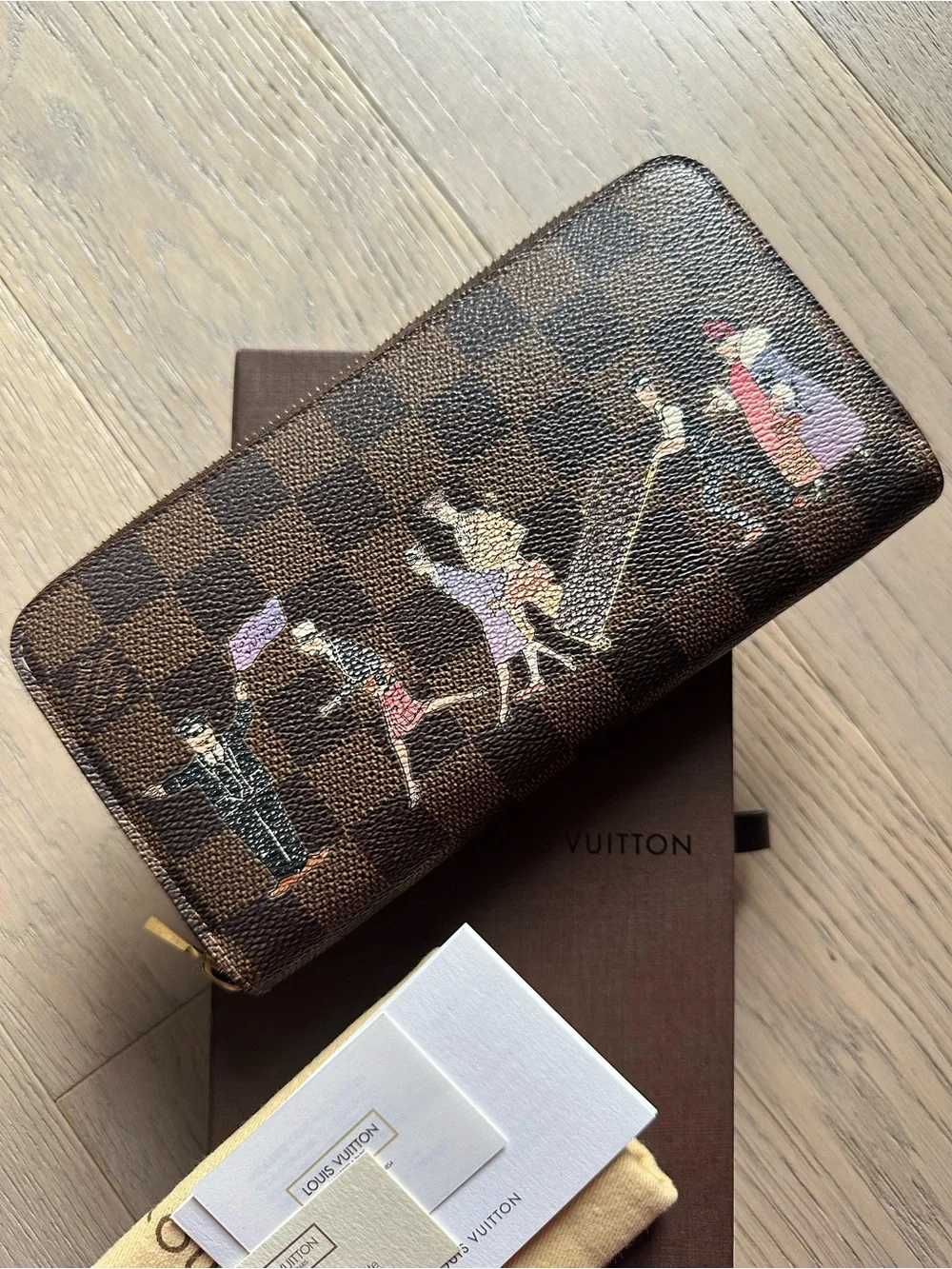 Louis Vuitton Damier Ebene Evasion Zippy Wallet Limited Edition Purple Full Set